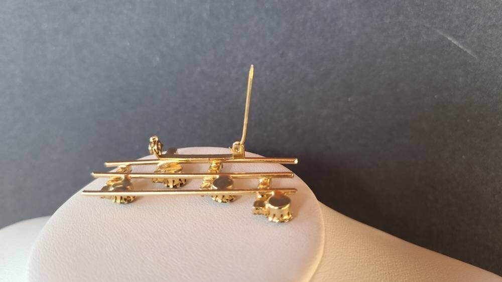 Rhinestone Musical Notes Brooch