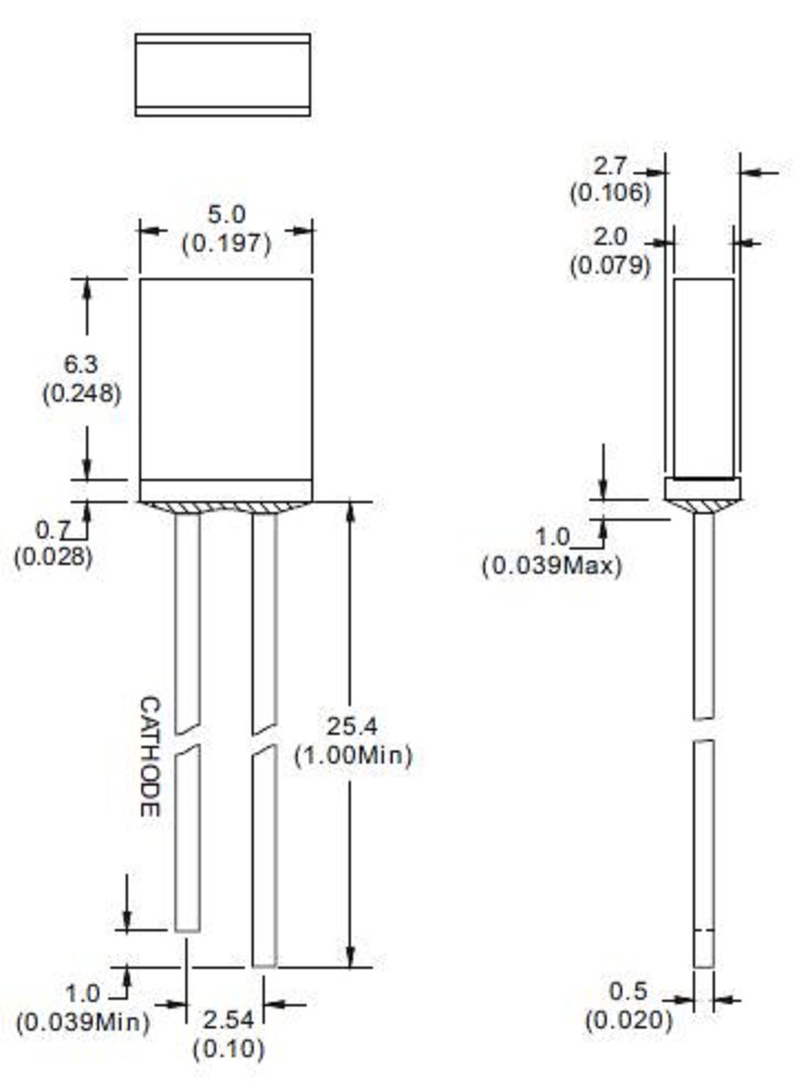 5 PCS GaAsP/GaP Hi-Effi Red Diffused LED Rectangular 631nm 12mcd 2.1V