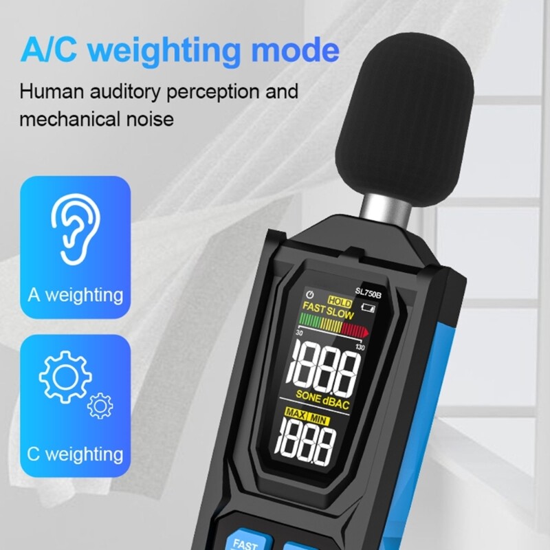 30-130dB Decibel Meter LCD Screen Handheld Noise Meter with Weighted