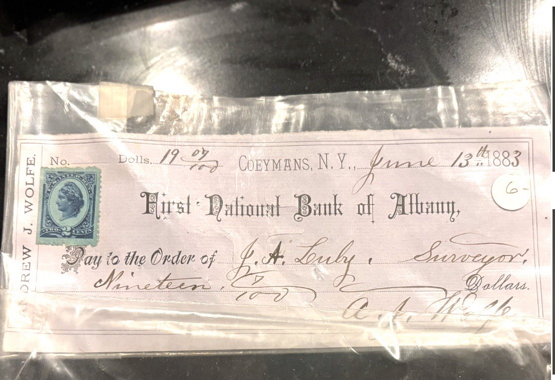 1883 First National Bank of Albany Check Coeymans NY Revenue Stamp