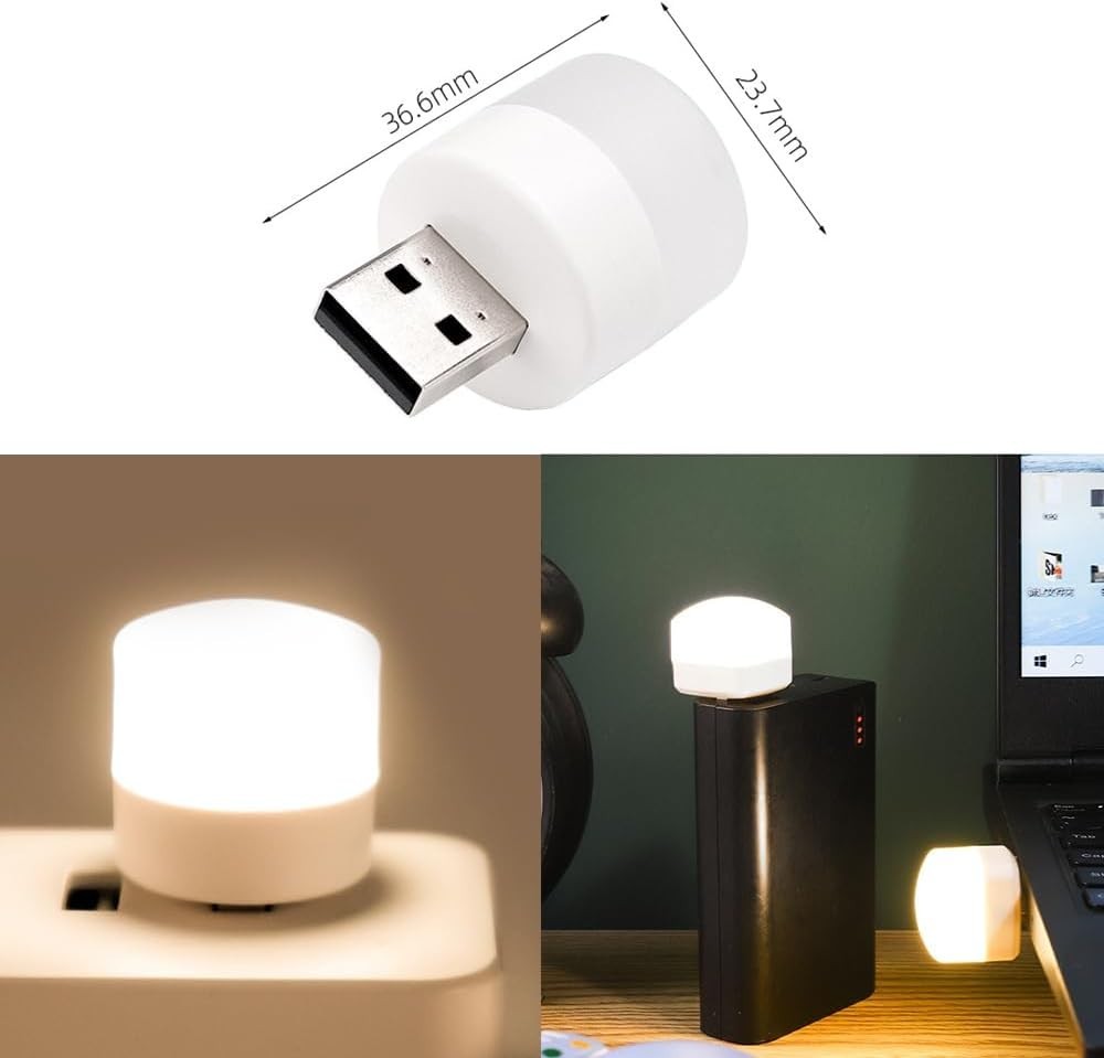 10 PCS Small USB Mini LED Night Light Plug-in Bulb | Warm White Soft Light |