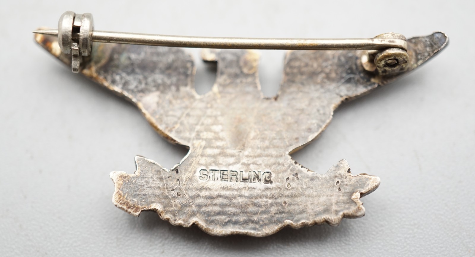 WWI Sterling Army Colonel Rank War Eagle Shoulder Insignia Pin