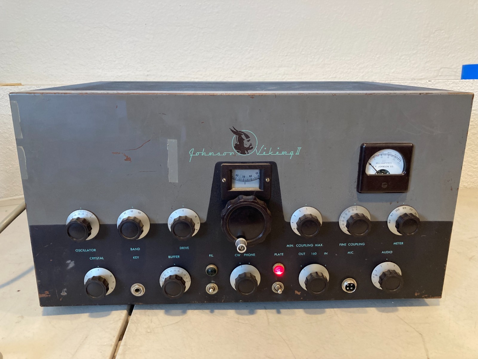 Vintage Johnson Viking II HF tube Transmitter Copper Plated Case