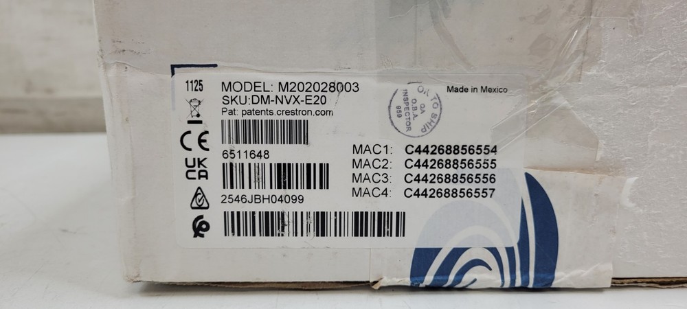 Crestron DM-NVX-E20 4K60 4:4:4 HDR Network AV Encoder M20208003 NEW