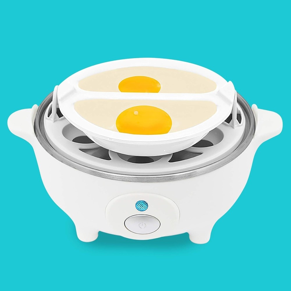 Versatile Electric Egg Maker - Prepare Perfect Eggs with Buzzer and Recipe Guide