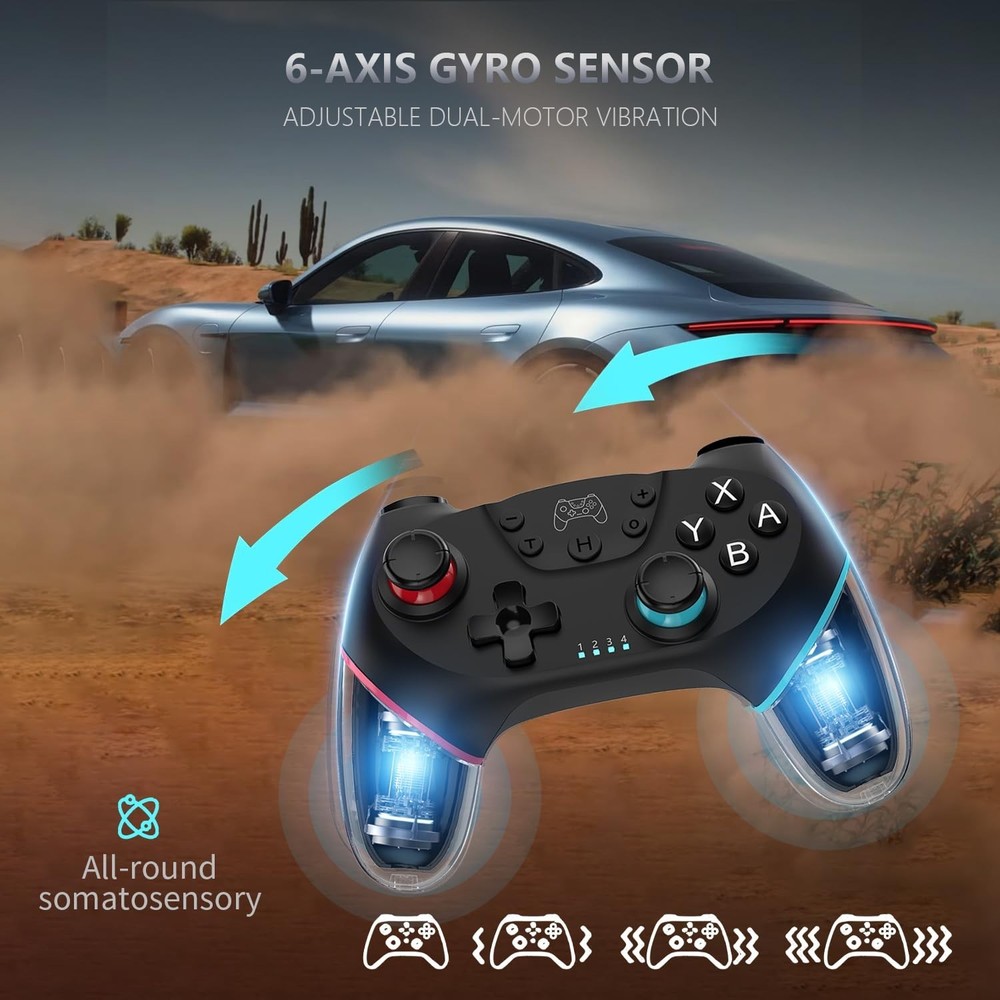 Switch Pro Controller with Turbo Function and Long Battery Life - Game in Style