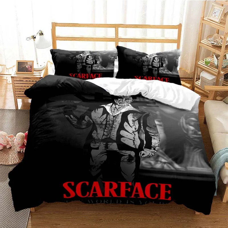 Tony Montana Scarfaces Bedding Set Duvet Cover Pillowcase Bed Kids Adult Home