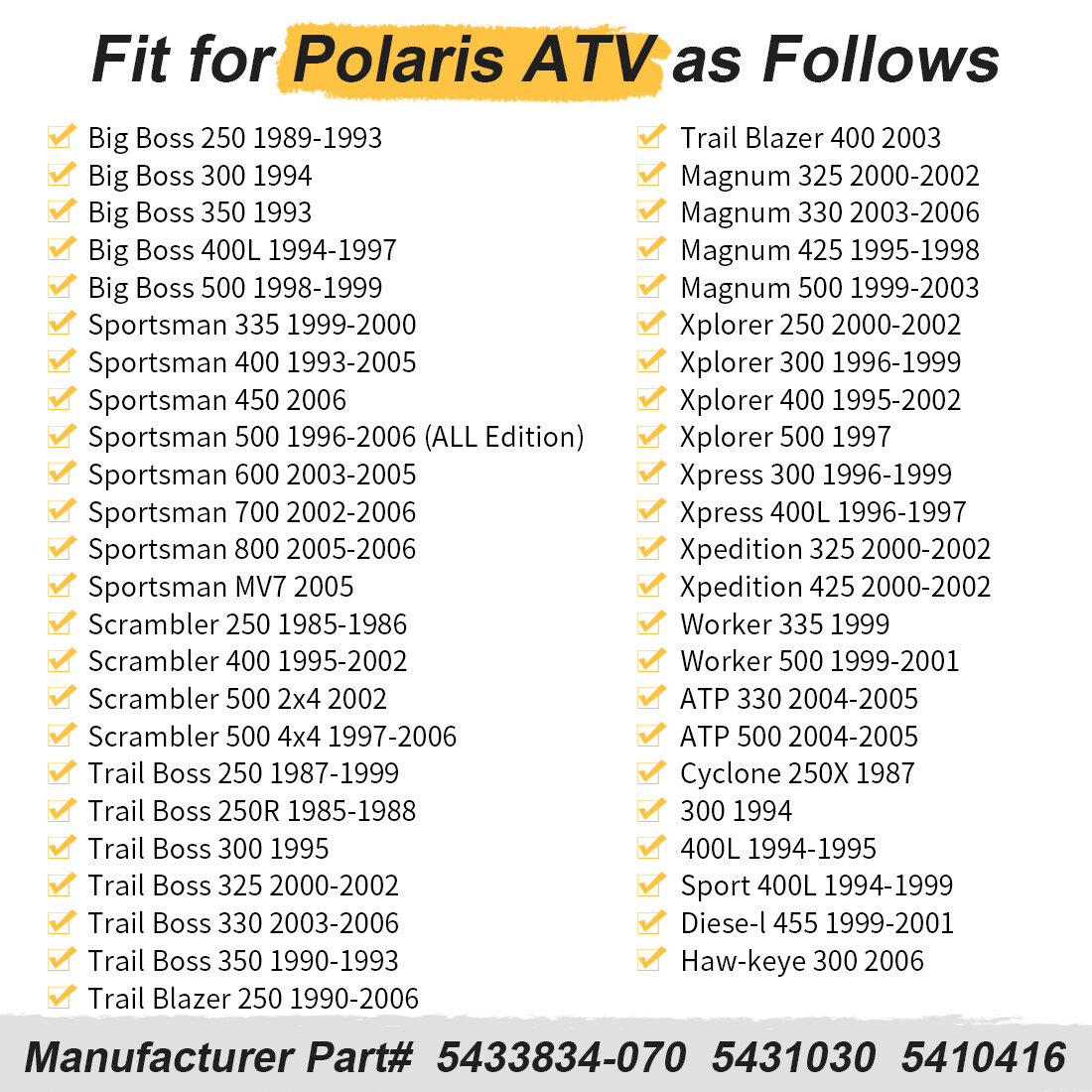 2PCS Handlebar Grips for Polaris Sportsman 500 4x4 6x6 1996-2006 #5433834-070