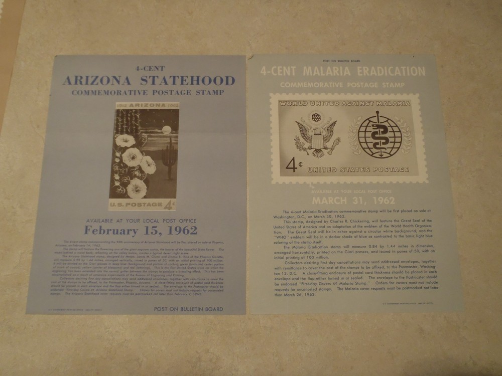 Vintage Postage Stamp Bulletin Poster Lot 1960s Post Office Air Mail 1962 1963