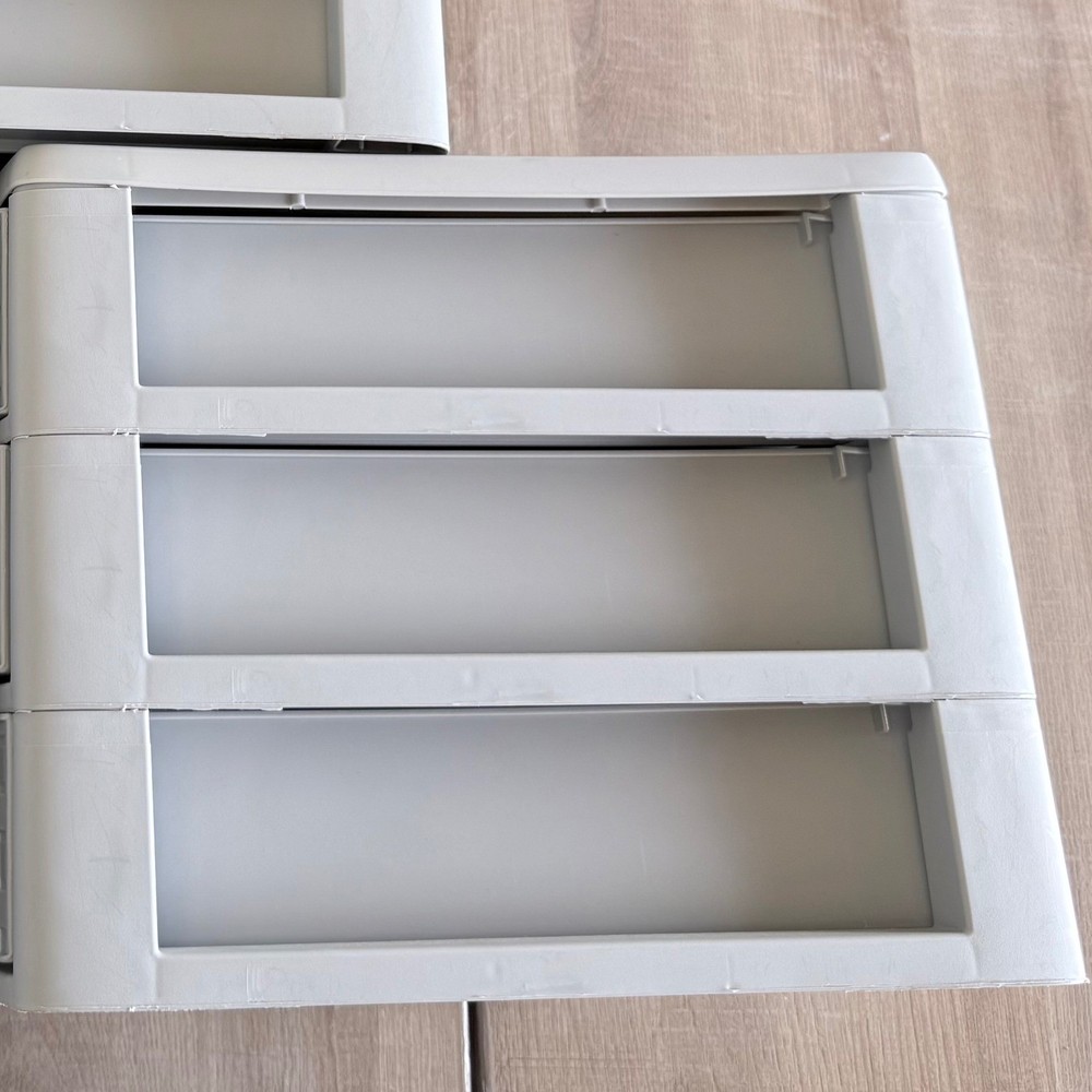 Sterilite 3 Drawer Storage Unit Gray Woven Plastic Organizer EUC