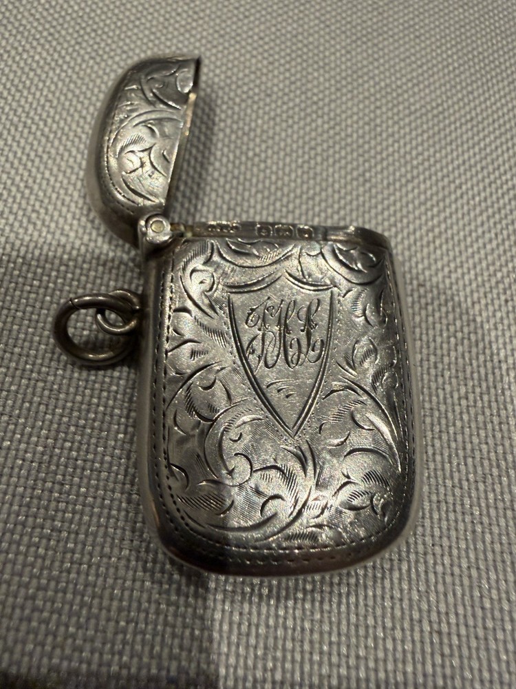Antique Solid Silver Vesta Case, Birmingham