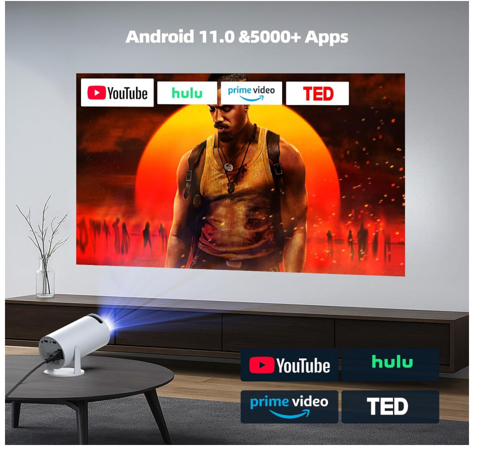 Mini Projector with WiFi and Bluetooth, Portable Projector Built-in Apps Support