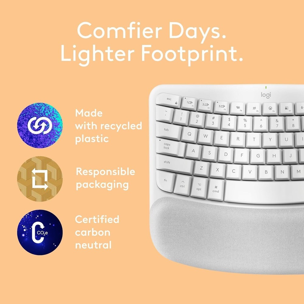 Logitech Wave Keys Bluetooth Wireless Ergonomic Keyboard,for Mac - Off White