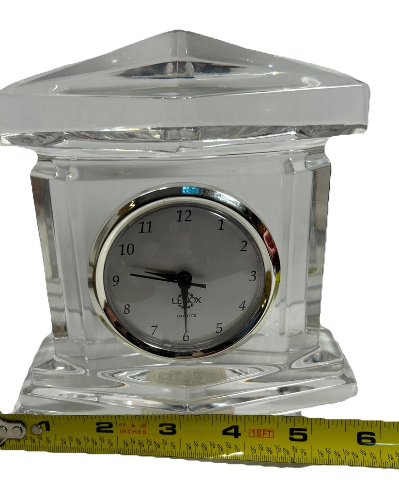Desk Clock Lenox Glass Executive Solid Heavy Office Decor