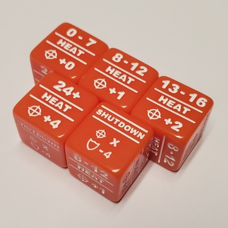 Battletech Movement Modifier and Heat Modifier 20 Dice Bundle | Color Coded Dice