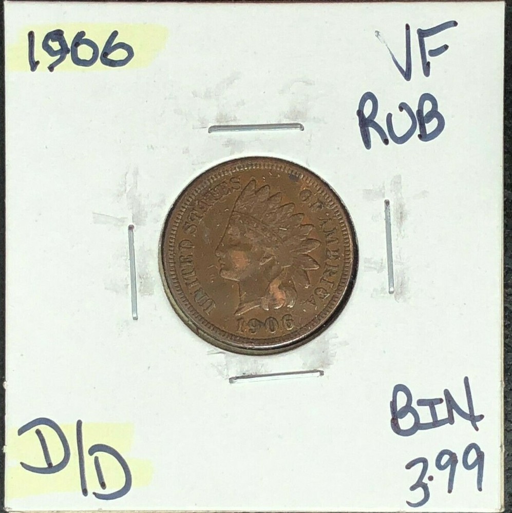 1906 INDIAN HEAD CENT~ VF ~ RUB ~ NICE COIN ~ REF# D/D