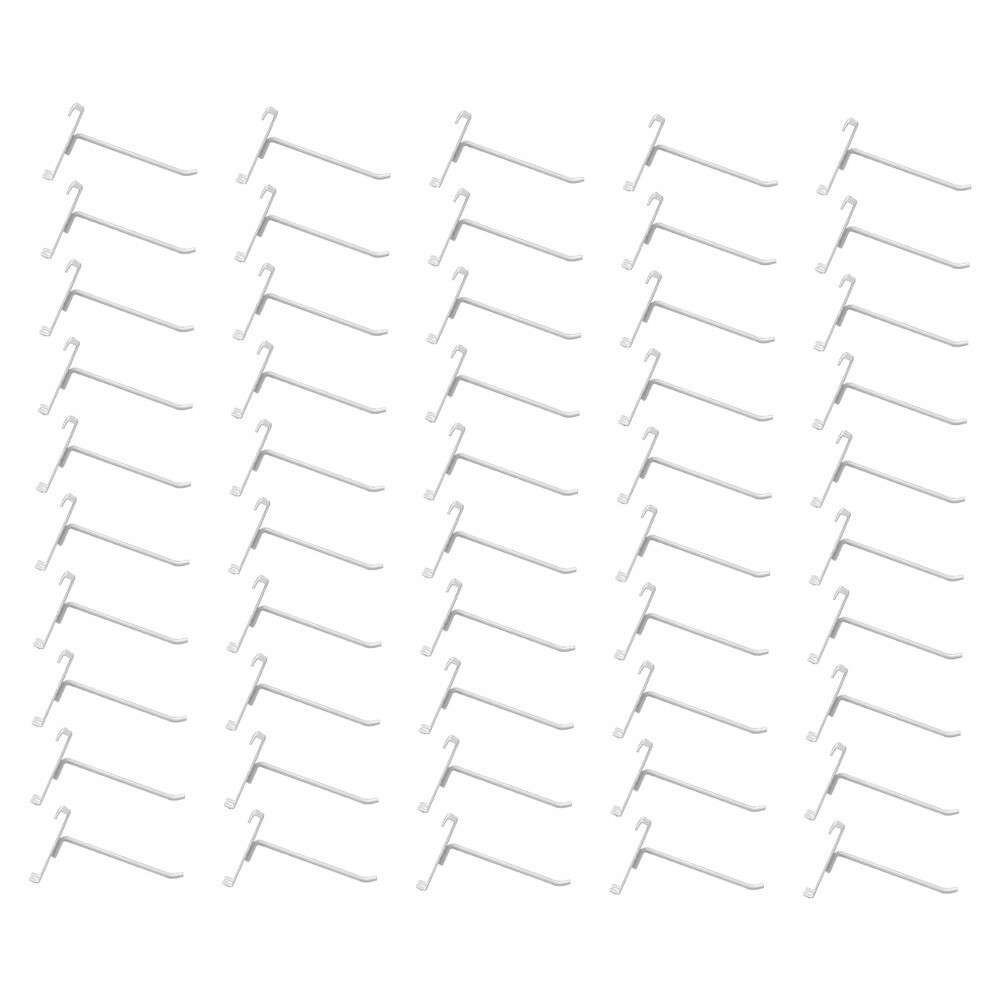 50 Pc GLOSS WHITE 6" Long Gridwall Hooks Grid Panel Display Wire Metal Hanger