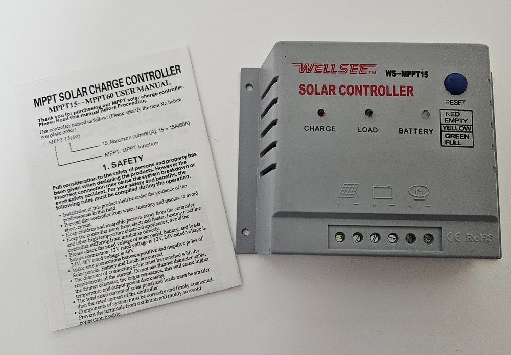WELLSEE Solar Controller 12V/24V 15A Automatic Detection CE ROHS WS-MPPT15