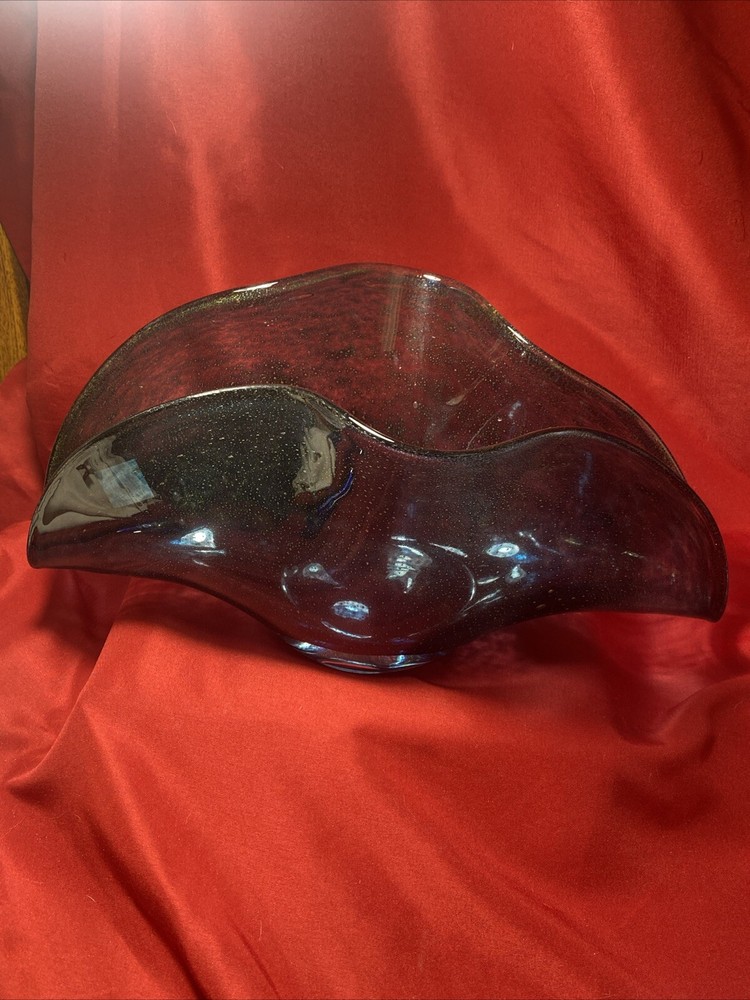 Blue Wavy Hand Made Bubble Vase