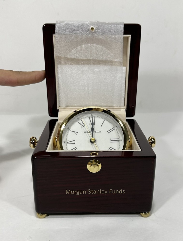 Howard Miller "Bailey" Tabletop Clock ~ Brass Gimbaled Clock in Rosewood Box