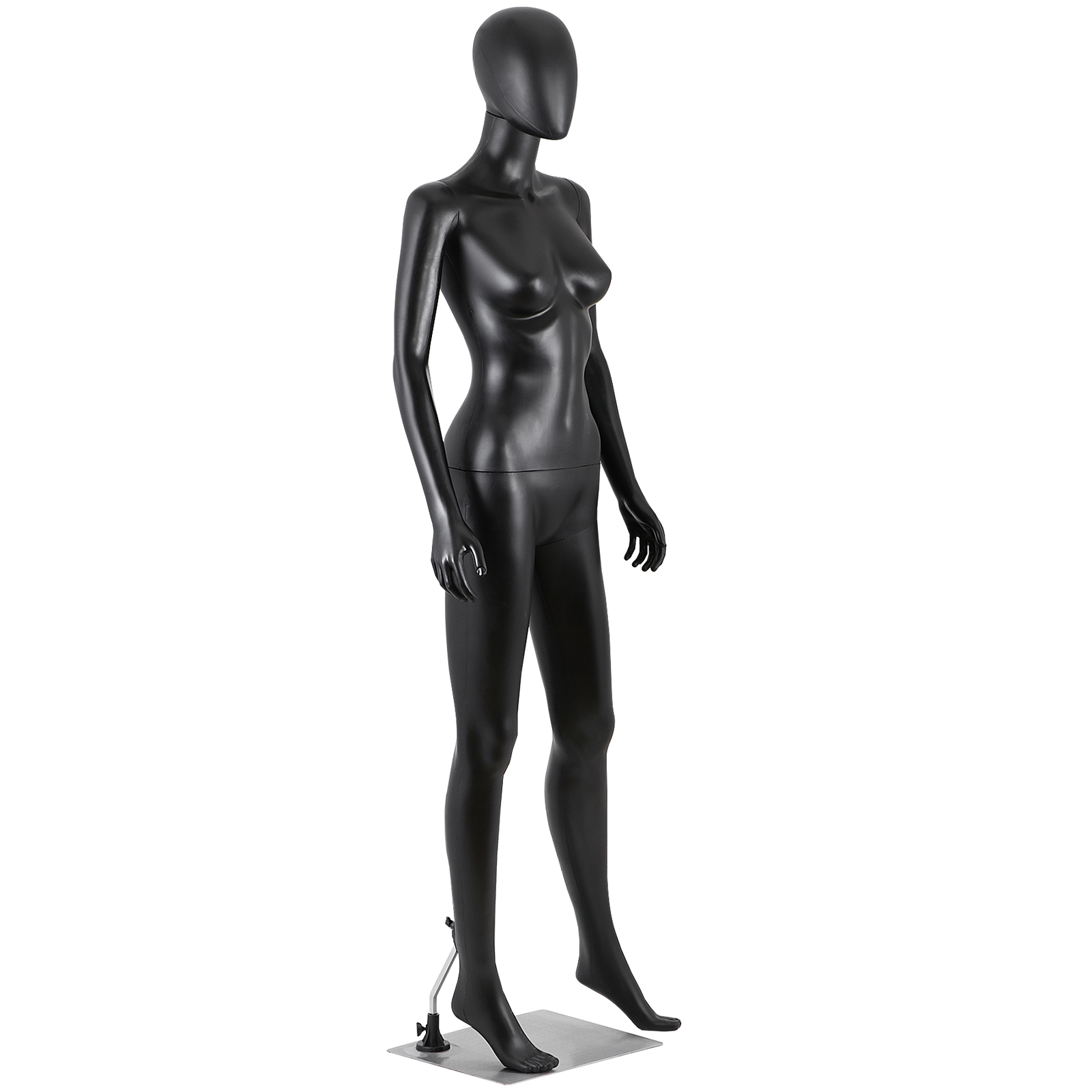 Black Adjustable Female Mannequin Faceless Plastic Full Body Dress Form Base 70"