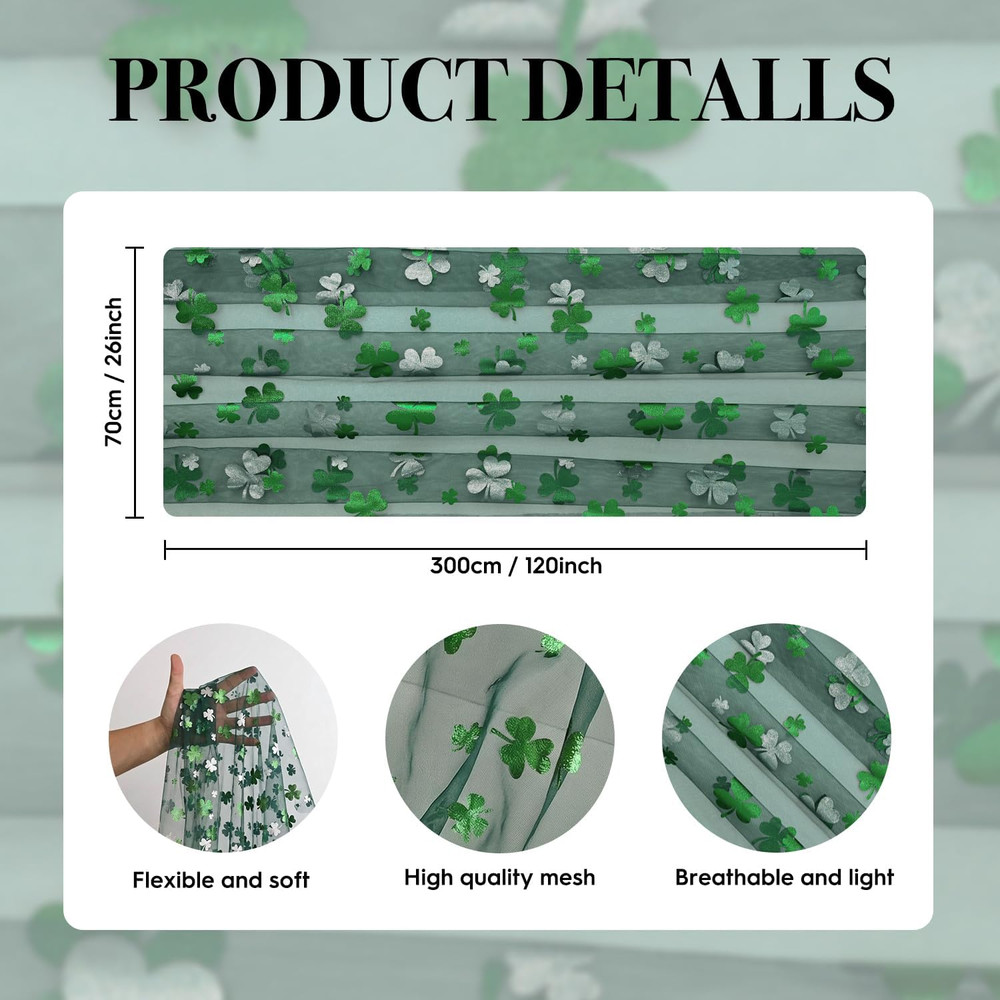 St.Patrick'S Day Decorations Shamrocks Table Runner Kitchen Gift 28"x120"