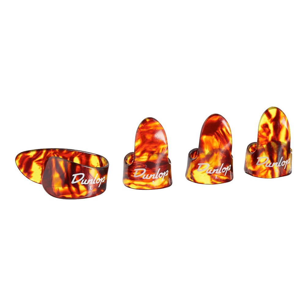 Dunlop 9020TP Shell Plastic Finger & Thumbpicks, Large, 4/Player's Pack