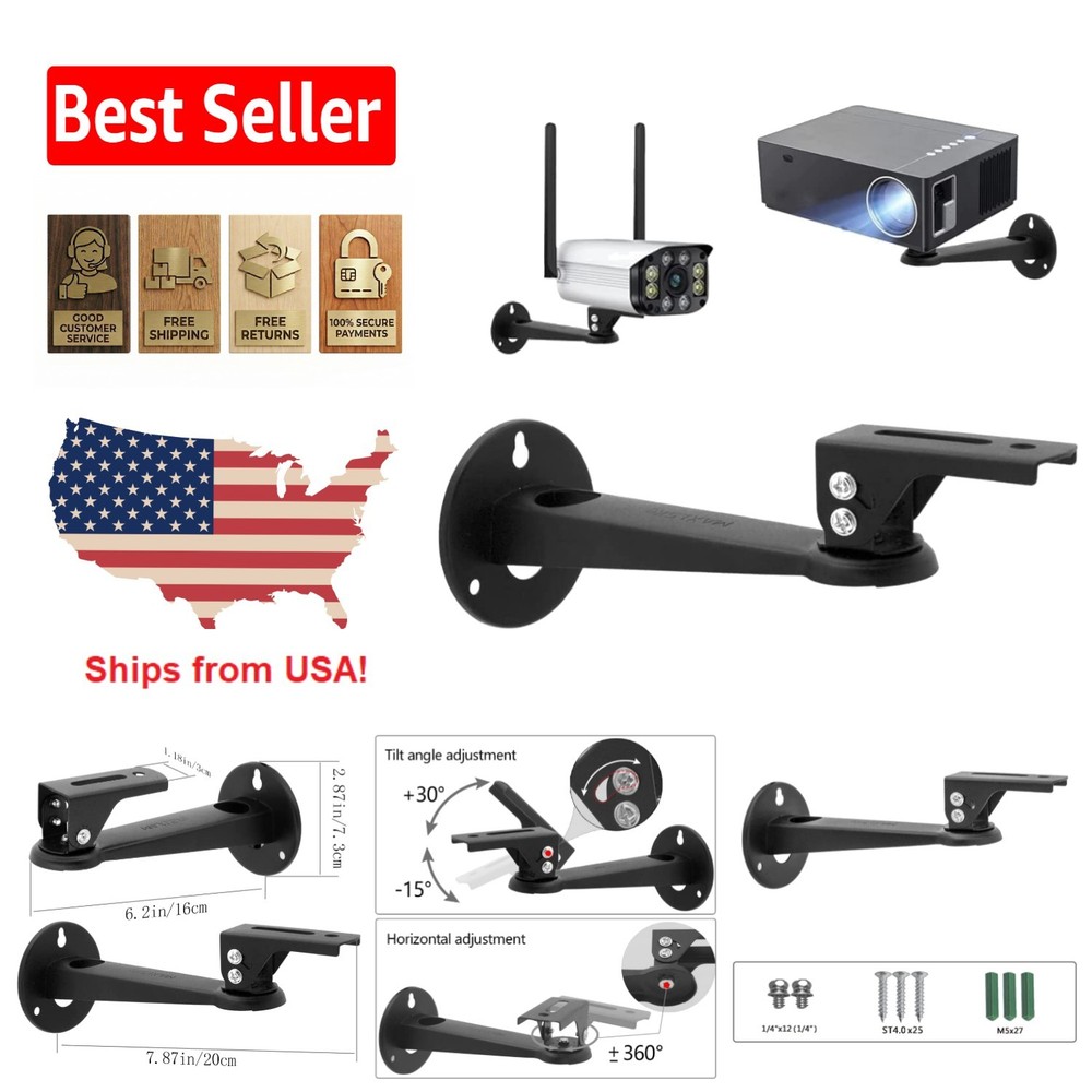 Versatile 360° Adjustable Mini Projector Mount - Space-Saving Design in Black