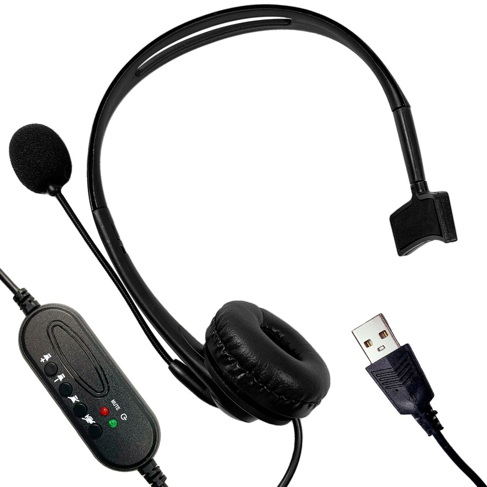 Computer Headset Single Sided w/Microphone Volume Control for Webinar Zoom Skype