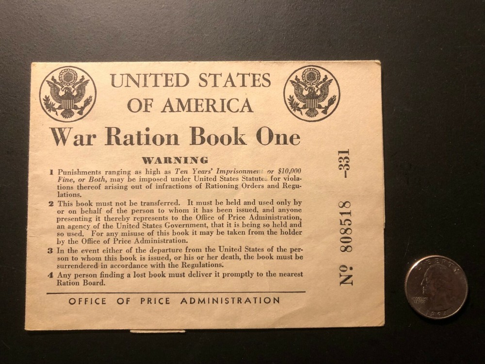 Rare WWII War Ration Book one: September 6, 1943