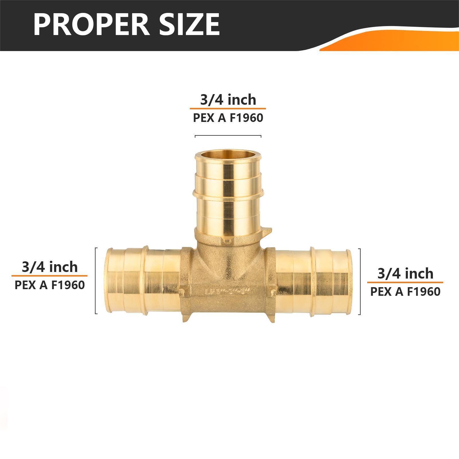 EFIELD 5 To 100 Packs Pex A Expansion Tee 3/4"x3/4"x3/4" Brass Fittings No Lead