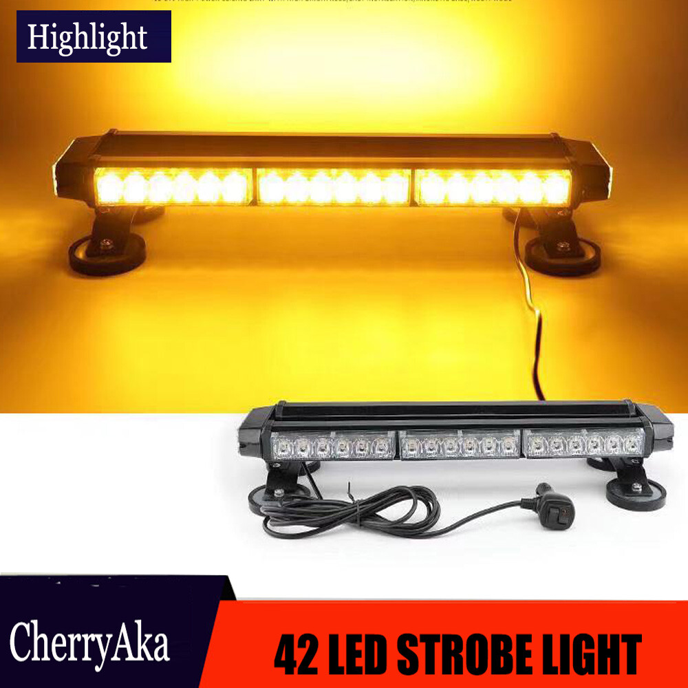 21" 42LED 126W Emergency Warning Double Side Strobe Flash Light Bar Amber