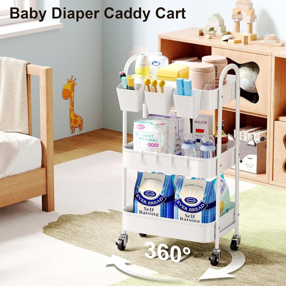 Multi-Functional Rolling Cart with Lockable Wheels - Perfect for Kitchen & Craft