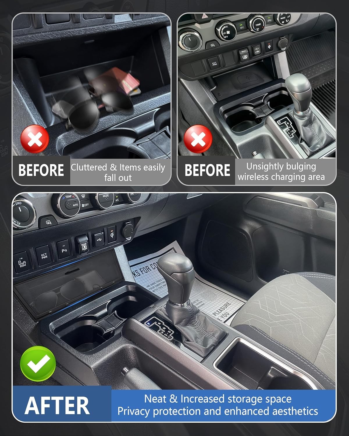 For Toyota Tacoma 2023-2016 Accessories Hidden Center Console Storage Cover Lid