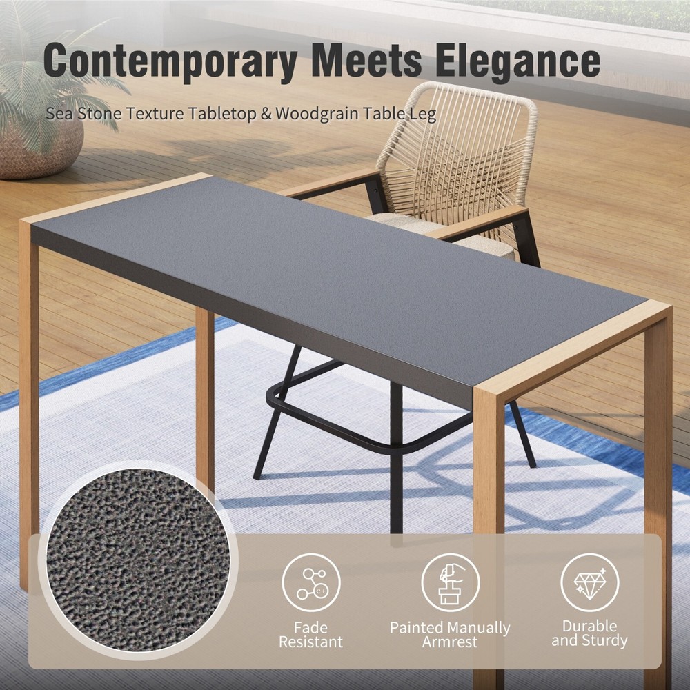 40'' Patio Bar Table Outdoor Bar Height Table Counter Height Table Rectangular