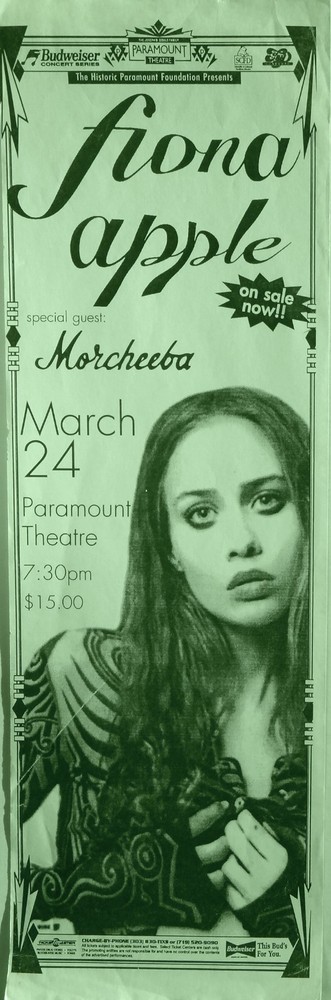 FIONA APPLE / MORCHEEBA "TIDAL TOUR" 1997 DENVER CONCERT POSTER - Art Pop Music