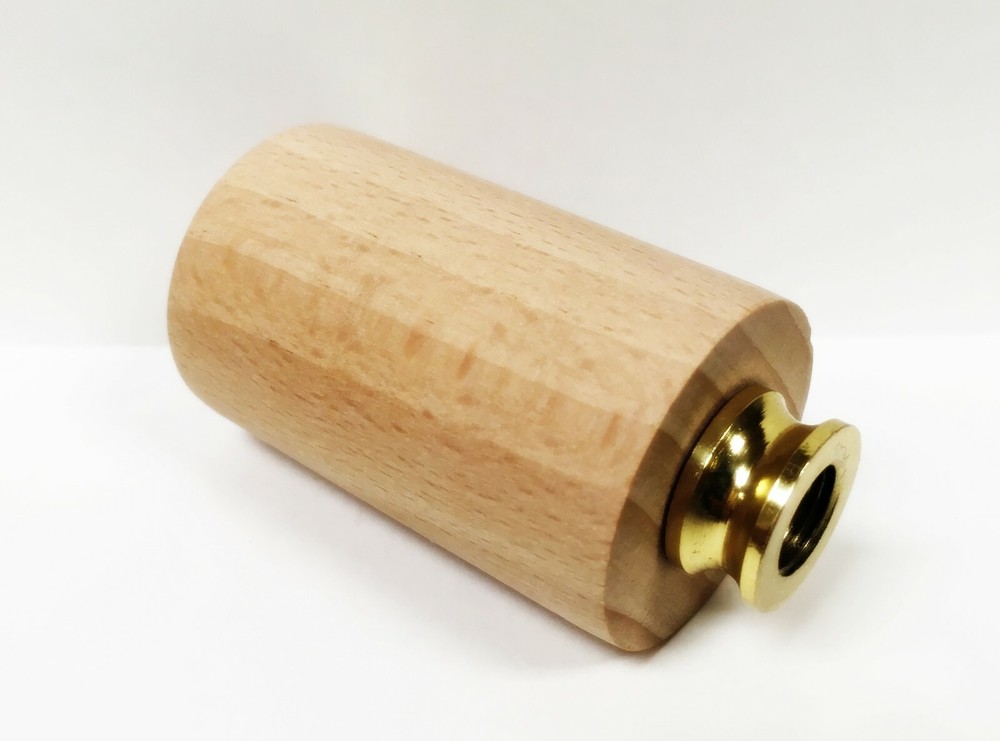 Lamp Finial-SOLID BEECH WOOD CYLINDER-W/Dual Thread Base-Polished Brass