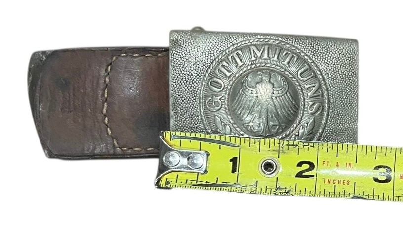 Antique 1935 German Weimar Republic Belt Buckle Gott Mit Uns Eagle w Belt Piece