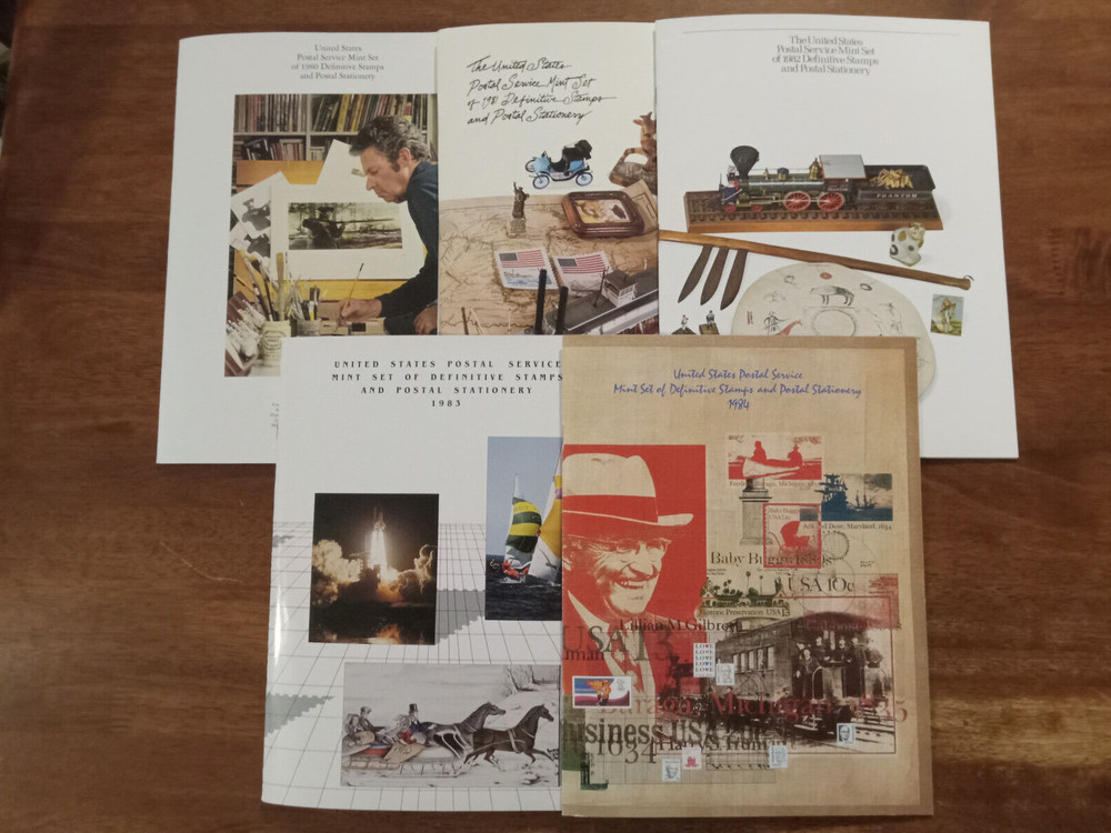 5 USPS DEFINITIVE YEARSETS - 1980, 81, 82, 83, 84  -   BEAUTIFUL SEALED SETS