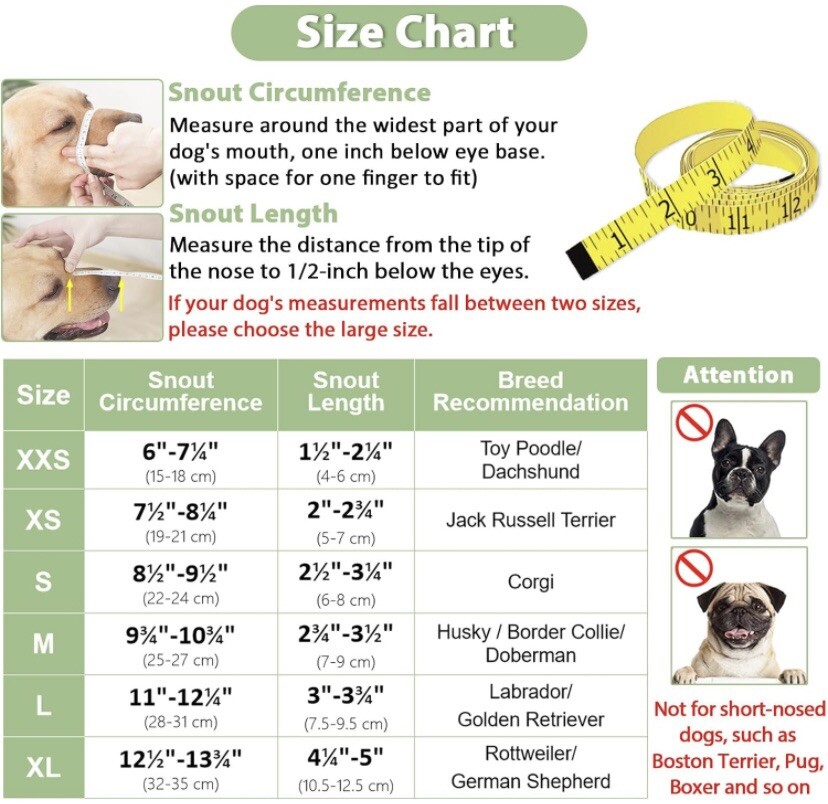 Mayerzon Breathable Mesh Dog Muzzle Adjustable Comfortable Black XS NWT