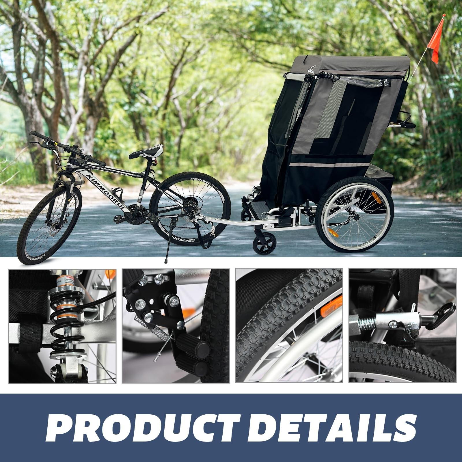 Adult Bicycle Trailer, 165-220 lbs Capacity with Weatherproof Cover