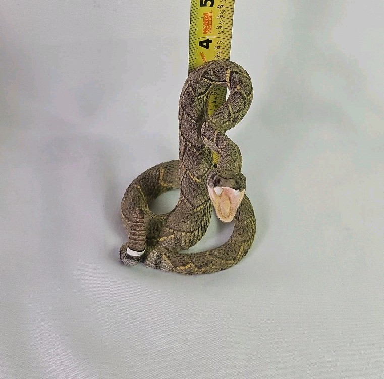Vintage Snake Scary Coiled Rattlesnake Ceramic Figurine 4" Appx.
