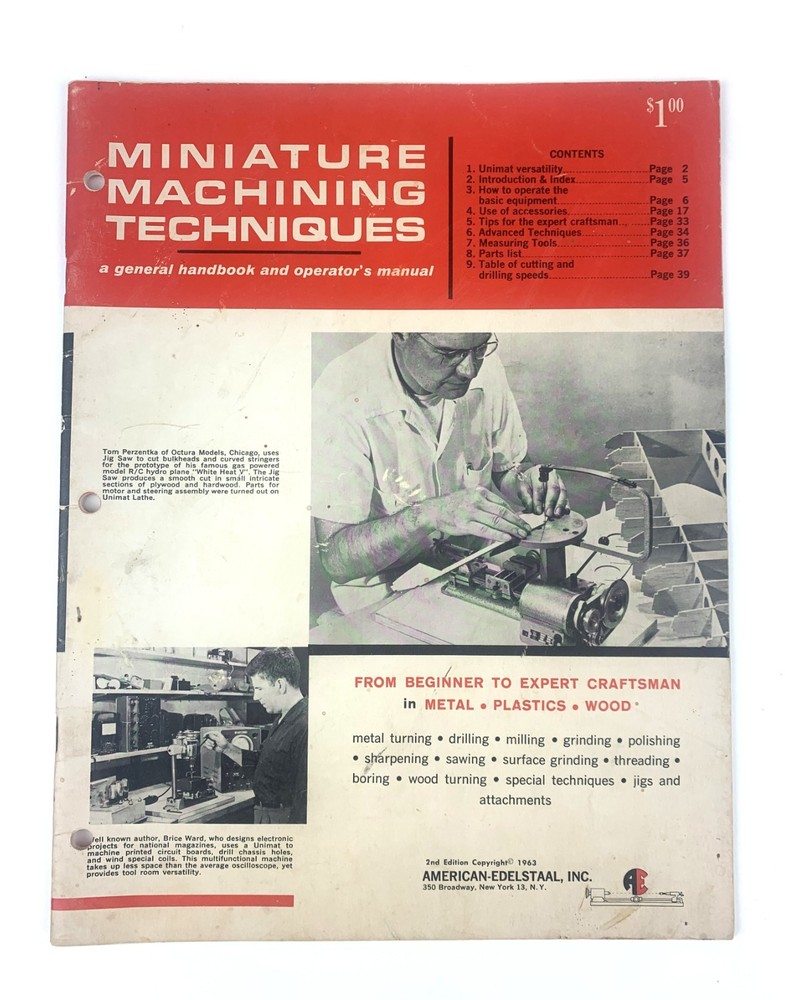 UNIMAT Original MINIATURE MACHINING TECHNIQUES book