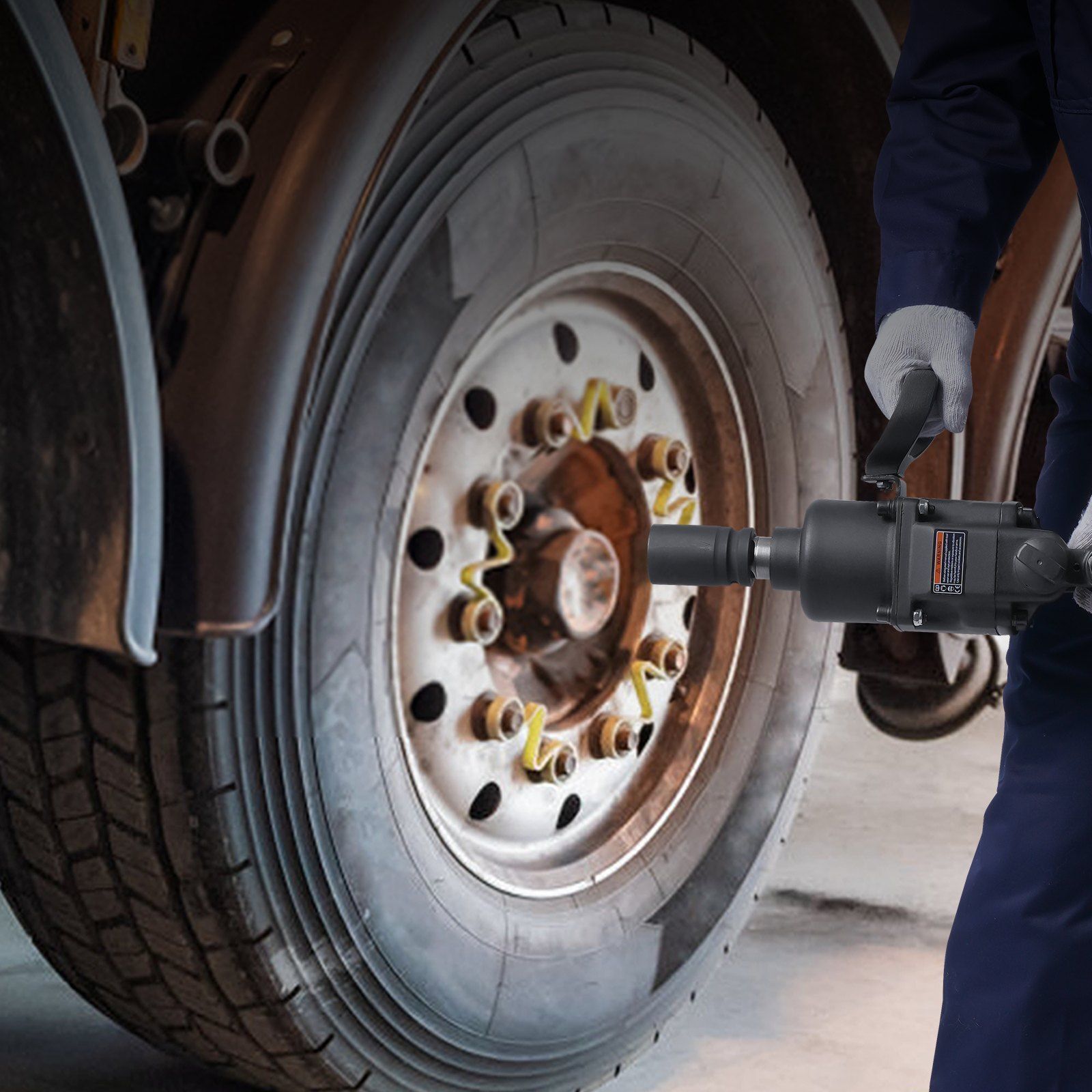 1" Air Impact Wrench 2730 ft-lbs Torque Pneumatic Impact Gun with 2 Handles