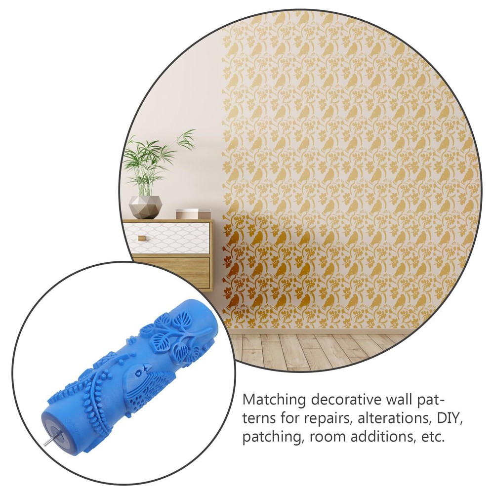 jojofuny 7'' Decorative Rubber Paint Roller with Design Patterns for DIY Wall...