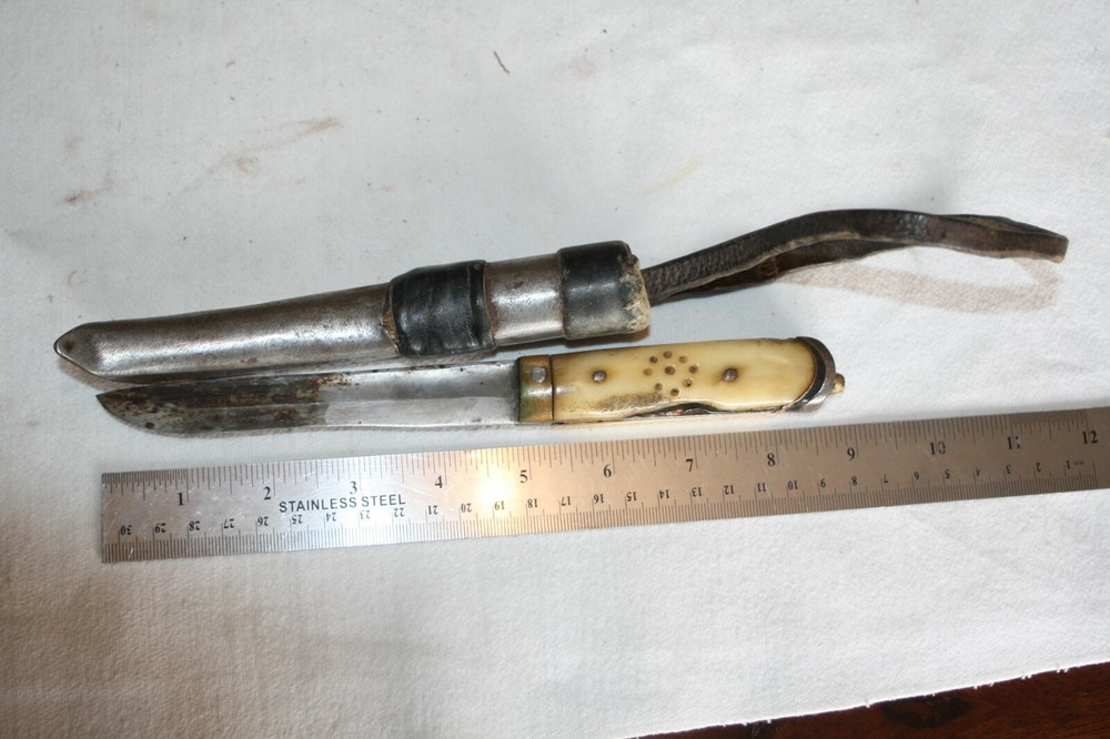 vintage HANDMADE CUSTOM FIXED BLADE KNIFE UNIQUE different MEAN LOOKING