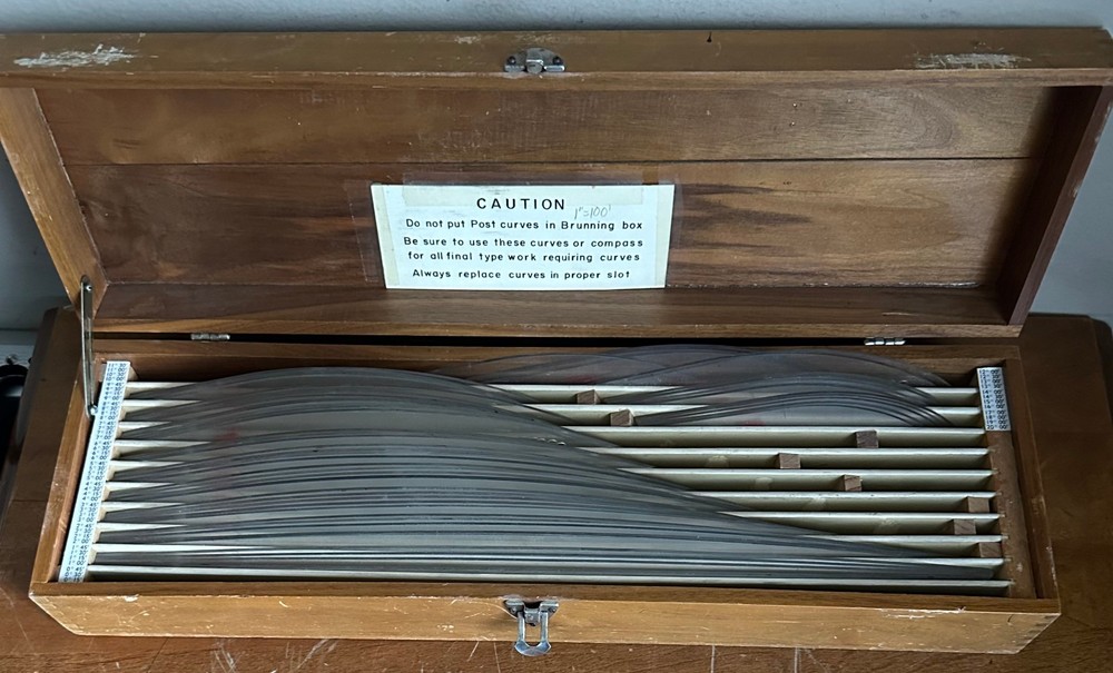 Vintage Charles Bruning 1"-100" Curve Set Engineering Drafting Tools-54 Curves