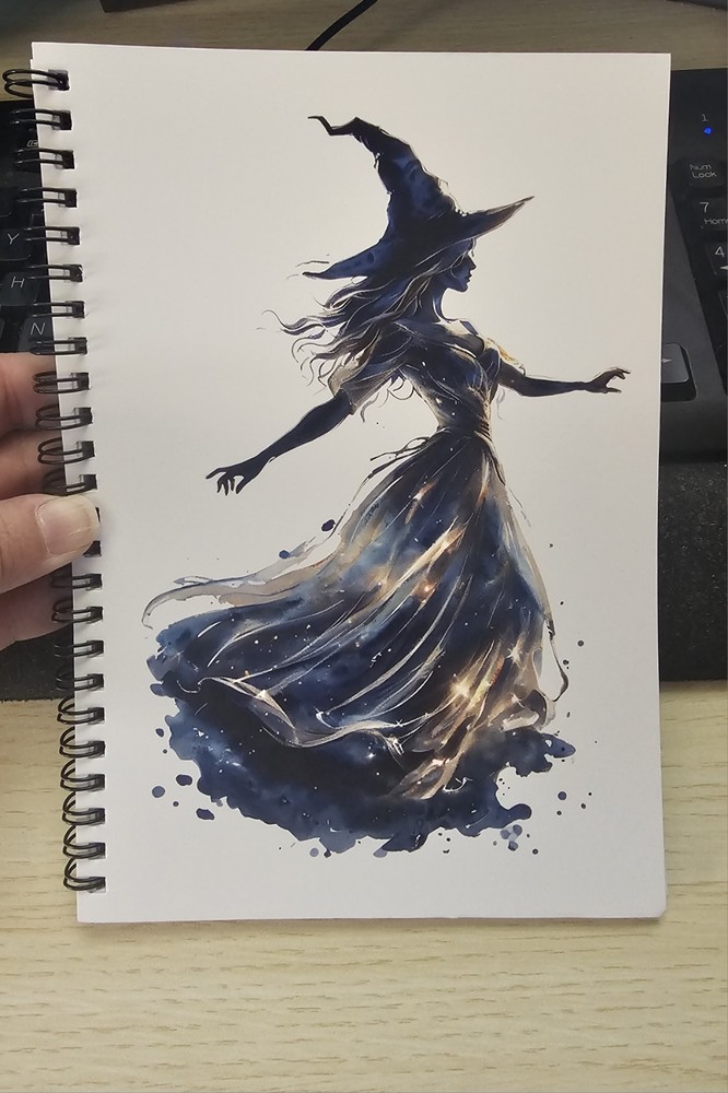 Moonlit Dancing Witch Spiral Notebook