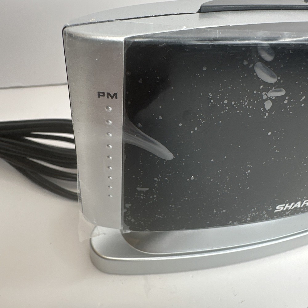Sharp Model SPC033 Silver Alarm Clock Large Red Number Display Swivel EUC