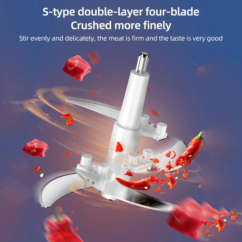 300W Electric Food Vege Chopper Food Processor Kitchen Meat Grinder Mixer 2L US